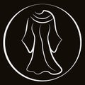 Abstract design of lcon for web site or logo for abaya store shope vector illustration. Black outline beautiful abaya - traditiona